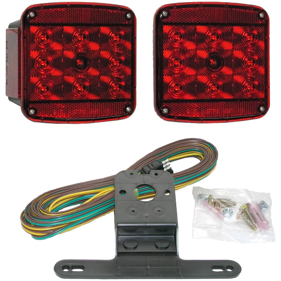 V941 – PETERSON MFG Trailer Light Kit, Tail Light LED Can Be Submerged In Water Square With One Each 840/840L Tail Li...